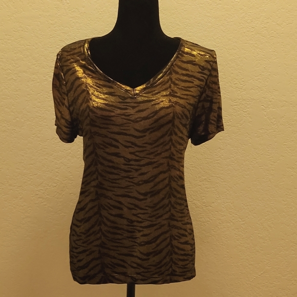 **BLING SALE** V-Neck Animal Print Blouse - Picture 1 of 3